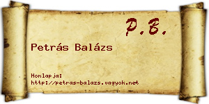 Petrás Balázs névjegykártya